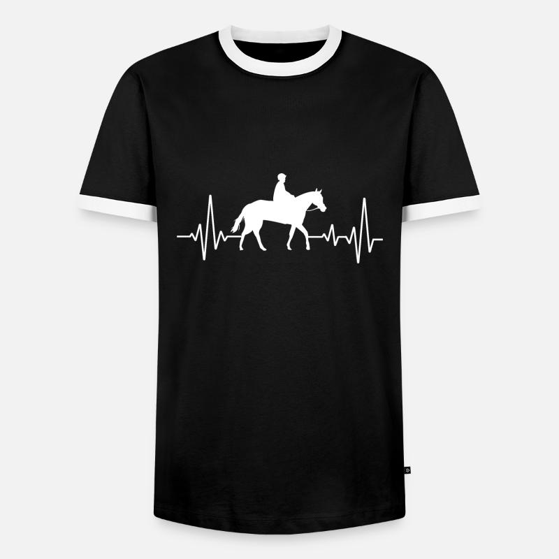Herzfrequenz, Pferde - Männer Kontrast-T-Shirt - Schwarz/Weiß