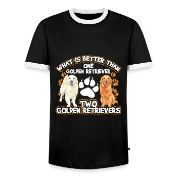 What is better than one Golden Retriever - Men's Ringer Shirt - black/white - Front - AI Model Female 172 light (172cm) & AI Model Male 178 light (178cm)