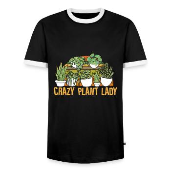 Crazy Plant Lady - Pflanzen - Männer Kontrast-T-Shirt - Schwarz/Weiß - Vorne - AI Model Female 172 light (172cm) & AI Model Male 178 light (178cm)