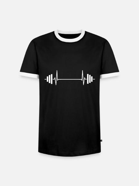 Weightlifting heartbeat toning dumbbell - Men's Ringer Shirt - black/white