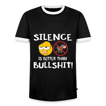 Silence is better than Bullshit - Männer Kontrast-T-Shirt - Schwarz/Weiß - Vorne - AI Model Female 172 light (172cm) & AI Model Male 178 light (178cm)