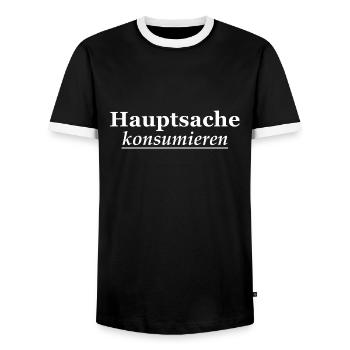 chose principale à consommer blanc 2 - T-shirt contrasté Homme - noir/blanc - Devant - AI Model Female 172 light (172cm) & AI Model Male 178 light (178cm)