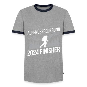 Alpenüberquerung Für Alpenüberquerer Wanderin Wand - Männer Kontrast-T-Shirt - Grau/Navy  - Vorne - AI Model Female 172 light (172cm) & AI Model Male 178 light (178cm)