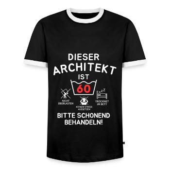 Dieser Architekt ist 60. Schonend behandeln - Männer Kontrast-T-Shirt - Schwarz/Weiß - Vorne - AI Model Female 172 light (172cm) & AI Model Male 178 light (178cm)