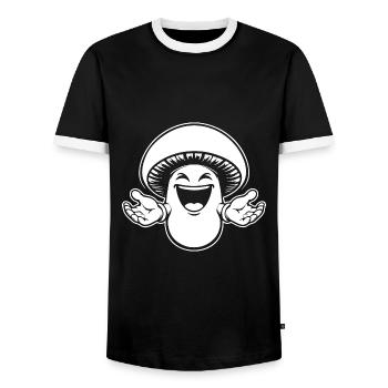 Champignon joyeux et rieur - design pour Pilzl - T-shirt contrasté Homme - noir/blanc - Devant - AI Model Female 172 light (172cm) & AI Model Male 178 light (178cm)