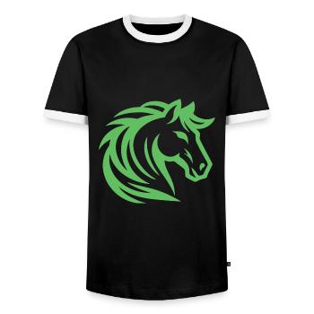 Green Horse – Un design imaginatif pour les mensonges de cheval - T-shirt contrasté Homme - noir/blanc - Devant - AI Model Female 172 light (172cm) & AI Model Male 178 light (178cm)
