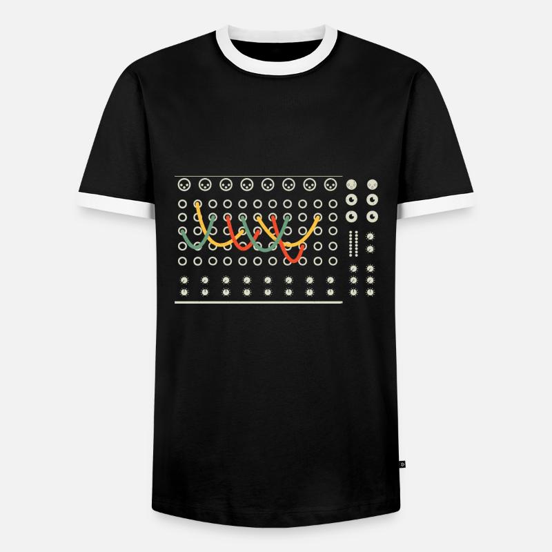 Synthesizer Techno Instrument - Männer Kontrast-T-Shirt - Schwarz/Weiß