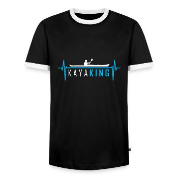 Kayak paddle boat heartbeat canoeing - Men's Ringer Shirt - black/white - Front - AI Model Female 172 light (172cm) & AI Model Male 178 light (178cm)