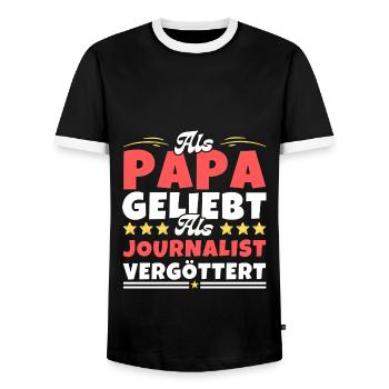 Als Papa geliebt, als Journalist vergöttert - Männer Kontrast-T-Shirt - Schwarz/Weiß - Vorne - AI Model Female 172 light (172cm) & AI Model Male 178 light (178cm)