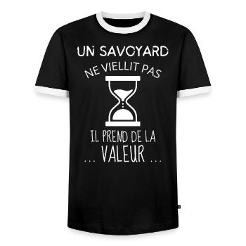 Un Savoyard ne vieillit pas il prend de la valeur - T-shirt contrasté Homme - noir/blanc - Devant - AI Model Female 172 light (172cm) & AI Model Male 178 light (178cm)