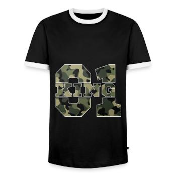 Idée cadeau cadeau roi - reine - T-shirt contrasté Homme - noir/blanc - Devant - AI Model Female 172 light (172cm) & AI Model Male 178 light (178cm)