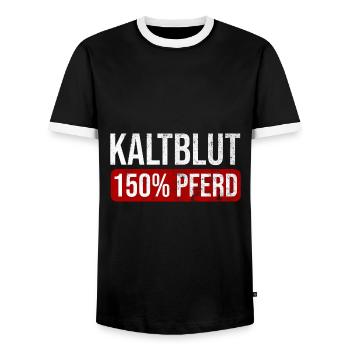Kaltblut 150% Pferd Reiten Hobby Pferde Geschenk - Männer Kontrast-T-Shirt - Schwarz/Weiß - Vorne - AI Model Female 172 light (172cm) & AI Model Male 178 light (178cm)