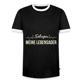 Solingen Meine Lebensader Heimatverbunden Solinger - Männer Kontrast-T-Shirt - Schwarz/Weiß - Vorne - AI Model Female 172 light (172cm) & AI Model Male 178 light (178cm)