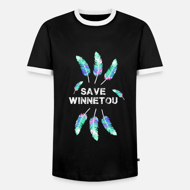 save winnetou,winnetou,feathers,illustration - Men's Ringer Shirt - black/white