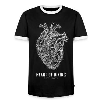 Bicycle Heart - Biking Passion Retro - Men's Ringer Shirt - black/white - Front - AI Model Female 172 light (172cm) & AI Model Male 178 light (178cm)