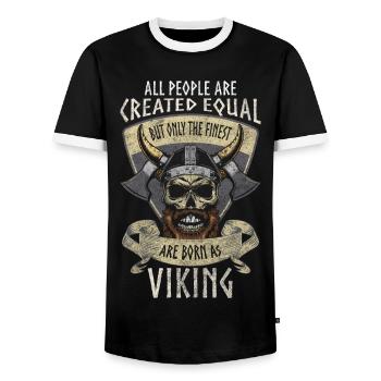 Nordisch Rune Valhalla Raben - Männer Kontrast-T-Shirt - Schwarz/Weiß - Vorne - AI Model Female 172 light (172cm) & AI Model Male 178 light (178cm)
