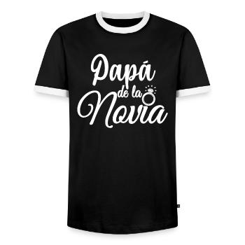 Papa de la Novia Bride's Father Wedding Gift - Men's Ringer Shirt - black/white - Front - AI Model Female 172 light (172cm) & AI Model Male 178 light (178cm)
