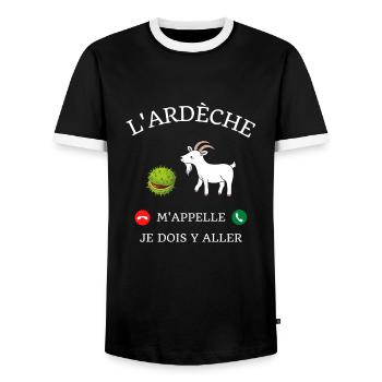 t shirt ardeche m'appelle cadeau humour ardechois - T-shirt contrasté Homme - noir/blanc - Devant - AI Model Female 172 light (172cm) & AI Model Male 178 light (178cm)