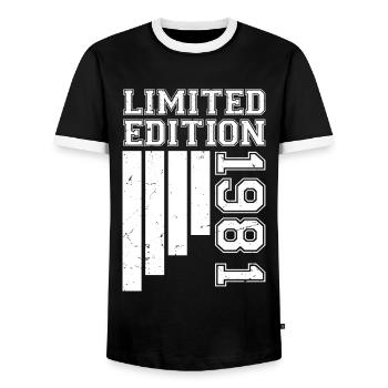 1981 Anniversaire Né En 1981 Édition Limitée - T-shirt contrasté Homme - noir/blanc - Devant - AI Model Female 172 light (172cm) & AI Model Male 178 light (178cm)