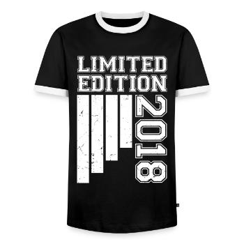 2018 Anniversary Born in 2018 Limited Edition - Men's Ringer Shirt - black/white - Front - AI Model Female 172 light (172cm) & AI Model Male 178 light (178cm)