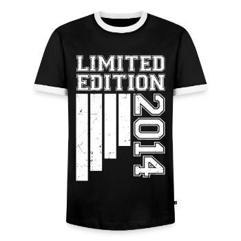 2014 Anniversary born in 2014 Limited Edition - Men's Ringer Shirt - black/white - Front - AI Model Female 172 light (172cm) & AI Model Male 178 light (178cm)