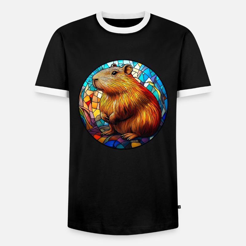 Capybara Mosaik aus Buntglas - Männer Kontrast-T-Shirt - Schwarz/Weiß