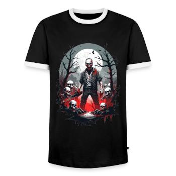 Squelette de zombie - T-shirt contrasté Homme - noir/blanc - Devant - AI Model Female 172 light (172cm) & AI Model Male 178 light (178cm)