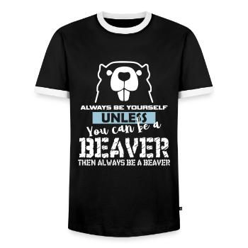 Cadeau de castor - T-shirt contrasté Homme - noir/blanc - Devant - AI Model Female 172 light (172cm) & AI Model Male 178 light (178cm)
