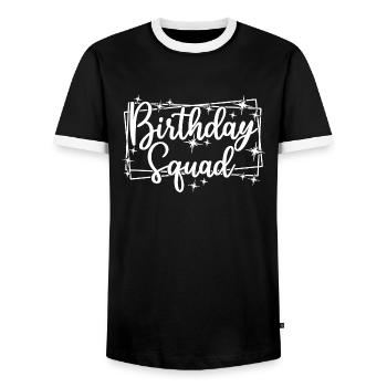 Birthday Squad Matching Group Birthday Party Gift - Men's Ringer Shirt - black/white - Front - AI Model Female 172 light (172cm) & AI Model Male 178 light (178cm)