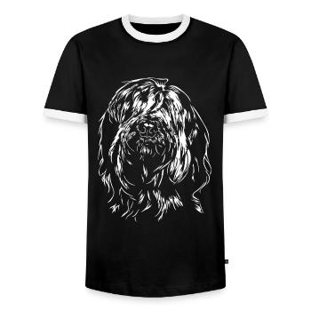 BRIARD Berger de Brie Dog portrait Dogs Wilsigns - Men's Ringer Shirt - black/white - Front - AI Model Female 172 light (172cm) & AI Model Male 178 light (178cm)