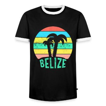 BELIZE Karibischer Sonnenuntergang - Männer Kontrast-T-Shirt - Schwarz/Weiß - Vorne - AI Model Female 172 light (172cm) & AI Model Male 178 light (178cm)