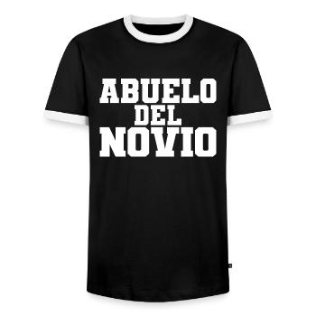 Abuelo del Novio Groom's Grandpa Wedding Gift - Men's Ringer Shirt - black/white - Front - AI Model Female 172 light (172cm) & AI Model Male 178 light (178cm)