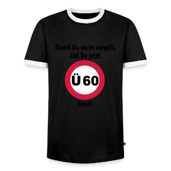 60. Geburtstag Ü60 – Damit Du nicht vergißt... - Männer Kontrast-T-Shirt - Schwarz/Weiß - Vorne - AI Model Female 172 light (172cm) & AI Model Male 178 light (178cm)