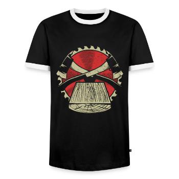 Scie à bois tronçonneuse tronçonneuse tronçonneuse - T-shirt contrasté Homme - noir/blanc - Devant - AI Model Female 172 light (172cm) & AI Model Male 178 light (178cm)