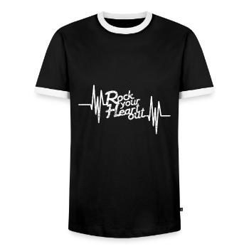 Coeur de rock heavy metal cadeau Hardrock Festival - T-shirt contrasté Homme - noir/blanc - Devant - AI Model Female 172 light (172cm) & AI Model Male 178 light (178cm)