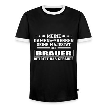 Brauer - Seine Majestät - Männer Kontrast-T-Shirt - Schwarz/Weiß - Vorne - AI Model Female 172 light (172cm) & AI Model Male 178 light (178cm)