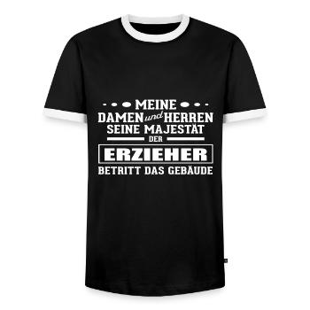 Erzieher - Seine Majestät - Männer Kontrast-T-Shirt - Schwarz/Weiß - Vorne - AI Model Female 172 light (172cm) & AI Model Male 178 light (178cm)