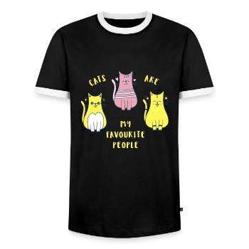 cats are my favourite - Männer Kontrast-T-Shirt - Schwarz/Weiß - Vorne - AI Model Female 172 light (172cm) & AI Model Male 178 light (178cm)