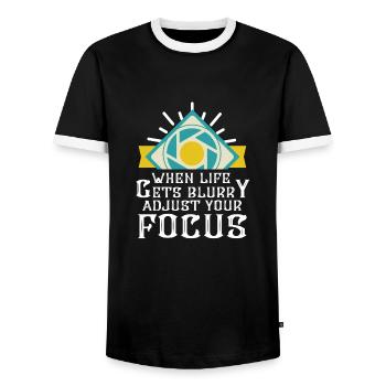 Photography Photography Camera Gift - Men's Ringer Shirt - black/white - Front - AI Model Female 172 light (172cm) & AI Model Male 178 light (178cm)