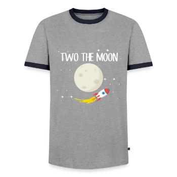 Kids Rocket Moon 2nd Birthday Astronaut 2 Years - Men's Ringer Shirt - grey/navy  - Front - AI Model Female 172 light (172cm) & AI Model Male 178 light (178cm)