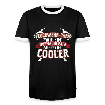 Feuerwehr Papa - Männer Kontrast-T-Shirt - Schwarz/Weiß - Vorne - AI Model Female 172 light (172cm) & AI Model Male 178 light (178cm)
