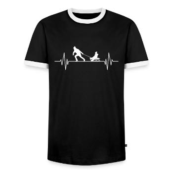 Sledding, heartbeat, tobogganing, winter sports - Men's Ringer Shirt - black/white - Front - AI Model Female 172 light (172cm) & AI Model Male 178 light (178cm)