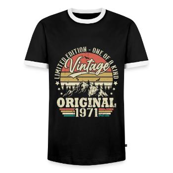 Idée Cadeau D'anniversaire Vintage Original 1971 - T-shirt contrasté Homme - noir/blanc - Devant - AI Model Female 172 light (172cm) & AI Model Male 178 light (178cm)