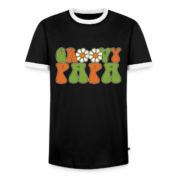 Retro Groovy Papa Matching Family Baby Shower - T-shirt contrasté Homme - noir/blanc - Devant - AI Model Female 172 light (172cm) & AI Model Male 178 light (178cm)