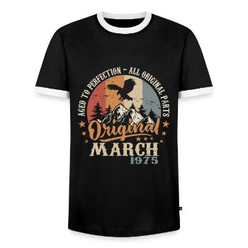 Mars 1975 Jubilé 1975 Légendes Mars 1975 - T-shirt contrasté Homme - noir/blanc - Devant - AI Model Female 172 light (172cm) & AI Model Male 178 light (178cm)