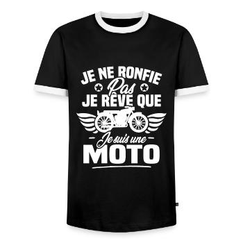 Je ne ronfle pas je rêve que je suis une moto - T-shirt contrasté Homme - noir/blanc - Devant - AI Model Female 172 light (172cm) & AI Model Male 178 light (178cm)
