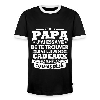 Papa J'ai Essayé De Te Trouver Le Meilleur Cadeau - T-shirt contrasté Homme - noir/blanc - Devant - AI Model Female 172 light (172cm) & AI Model Male 178 light (178cm)
