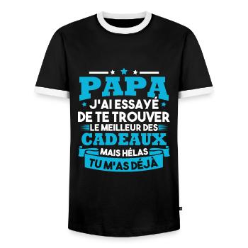 Papa J'ai Essayé De Te Trouver Le Meilleur Cadeau - T-shirt contrasté Homme - noir/blanc - Devant - AI Model Female 172 light (172cm) & AI Model Male 178 light (178cm)