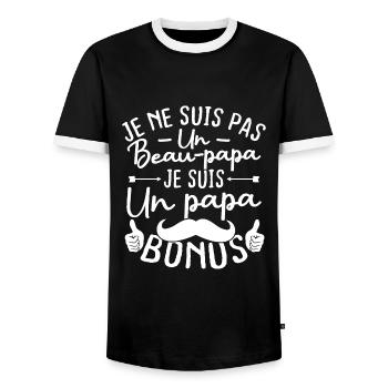 Je ne suis pas un beau papa je suis un papa bonus - T-shirt contrasté Homme - noir/blanc - Devant - AI Model Female 172 light (172cm) & AI Model Male 178 light (178cm)