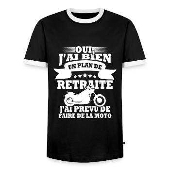 Plan de retraite faire de la moto - T-shirt contrasté Homme - noir/blanc - Devant - AI Model Female 172 light (172cm) & AI Model Male 178 light (178cm)